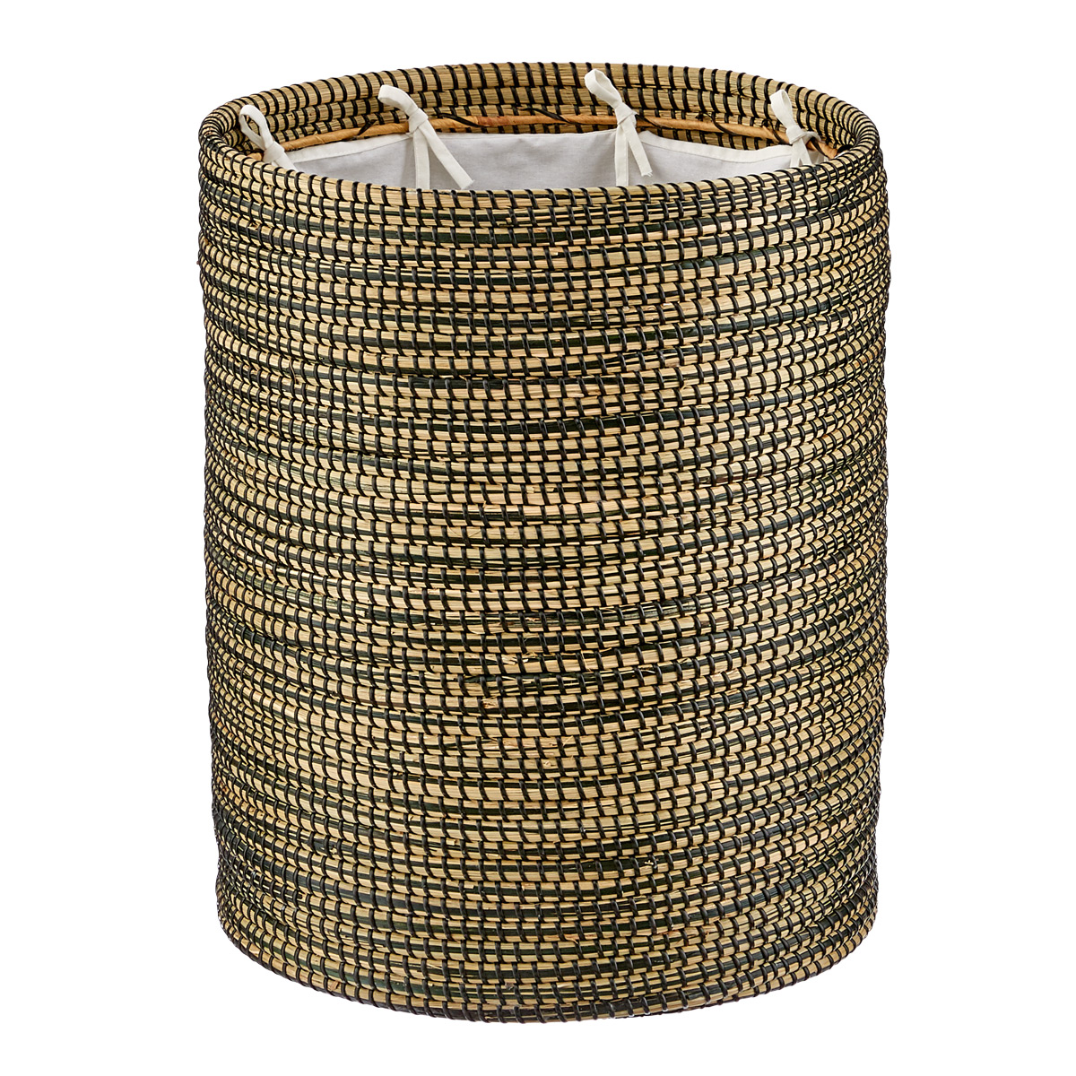 Round Striped Seagrass Hamper