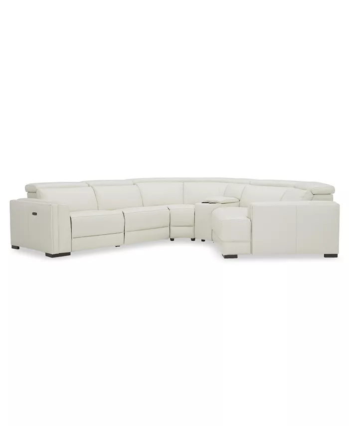 Furniture Jenneth 5-Pc. Leather Sofa with 2 Power Motion Recliners and Cuddler