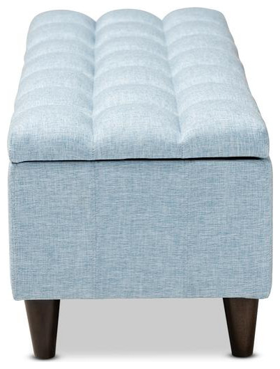 Baxton Studio Brette Mid Century Modern Light Blue Fabric Upholstered Dark...   Midcentury   Footstools And Ottomans   by BisonOffice  Houzz