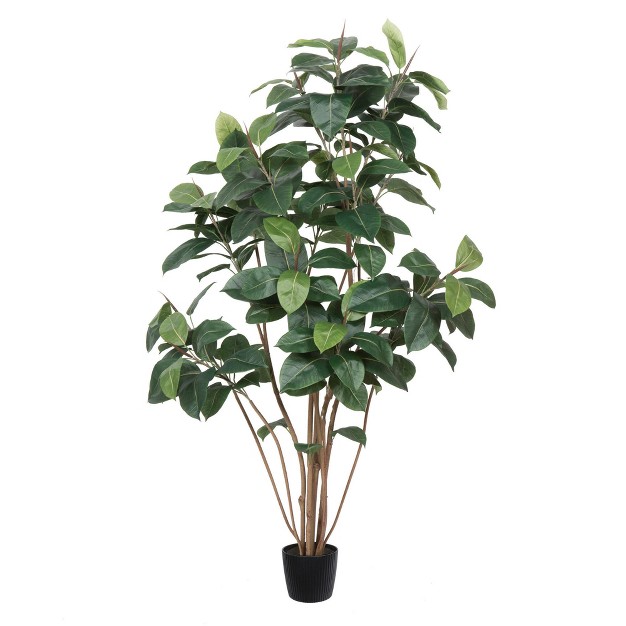 Vickerman Potted Artificial Green Rubber Tree