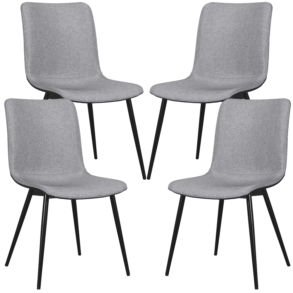 Yaheetech Set of 4 Dining Chairs for Kitchen Living Room，Gray， (Linen， PVC)