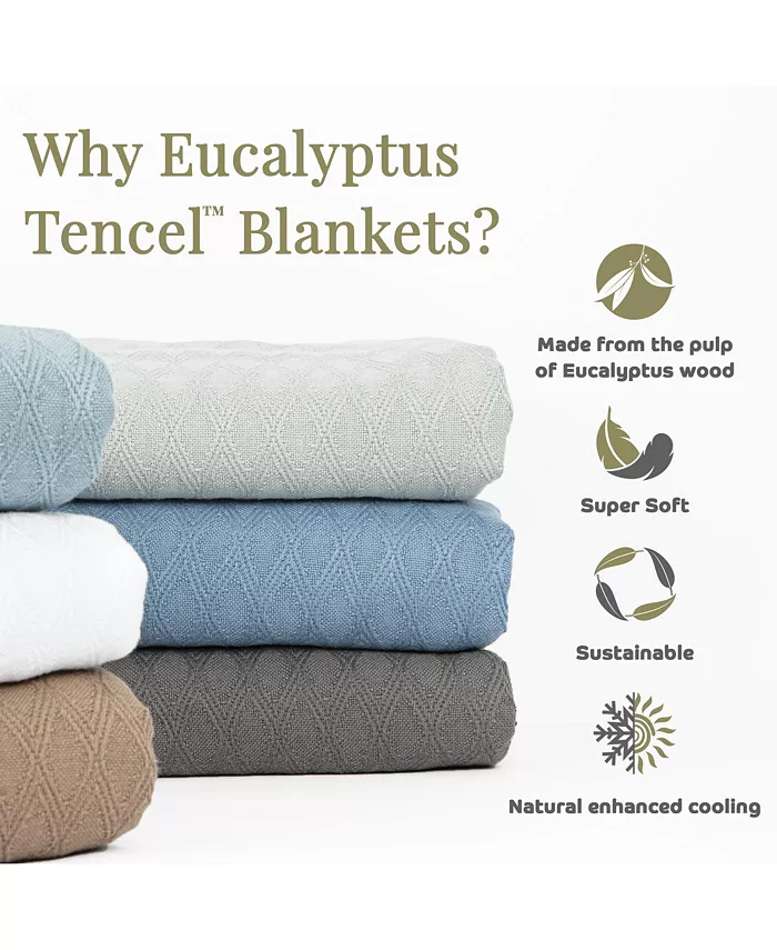 Aston and Arden Tencel Lyocell Bed Blanket， Twin Bed Size 66x90 in. (Color Options) - Premium Eucalyptus and Cotton All Season Heavy Weight Soft and Cool Hotel Quality， 400 GSM