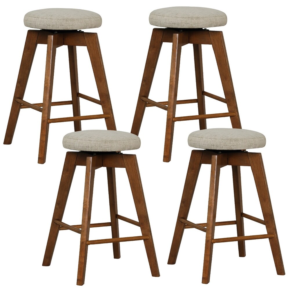 Set of 2/ 4 Swivel Bar Stools Upholstered Counter Height Chairs