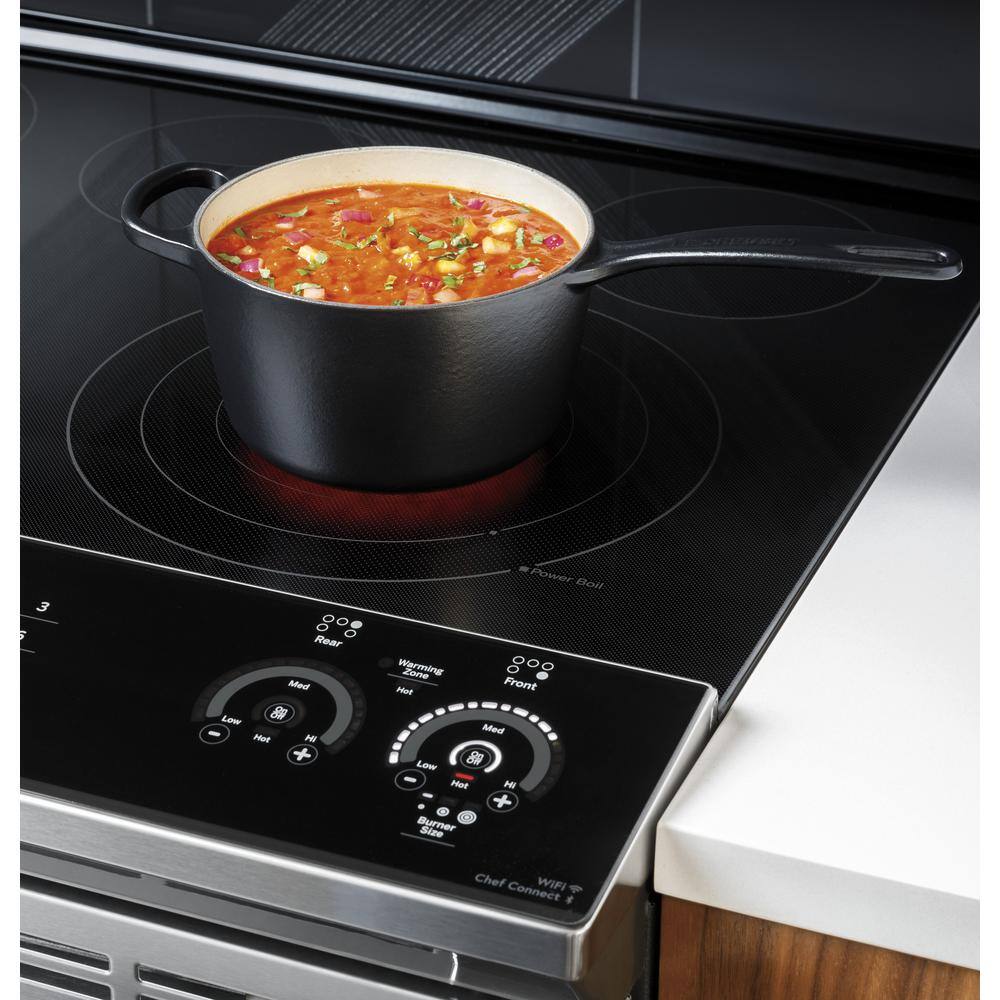 GE Profile 30 in. 5.3 cu. ft. Slide-In Electric Range in Black Stainless with True Convection Air Fry Cooking PSS93BPTS