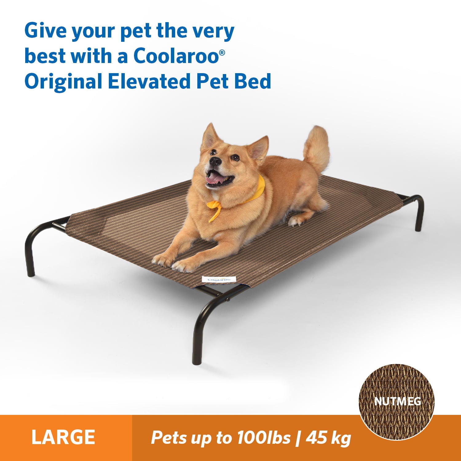 The Original Coolaroo Elevated Pet Dog Bed Replacement Cover， Large， Nutmeg