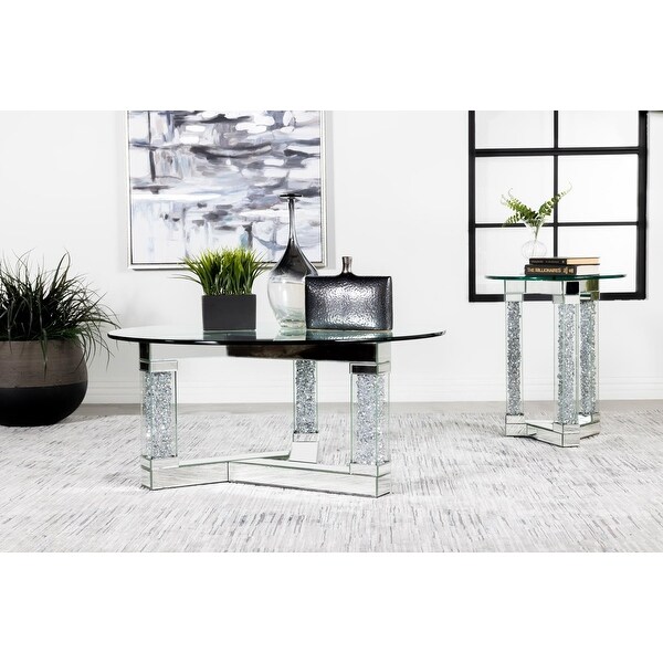 Coaster Furniture Octave Clear Glass and Mirror Glass End Table - 19.75