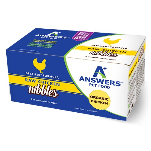 Answers Detailed Formula Organic Chicken Nibbles Frozen Raw Dog Food