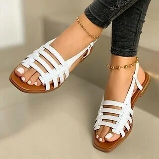 🔥🔥Women's Flat Sandals Summer Hollow Out Sandals Open Toe Casual Beach Ladies Shoes