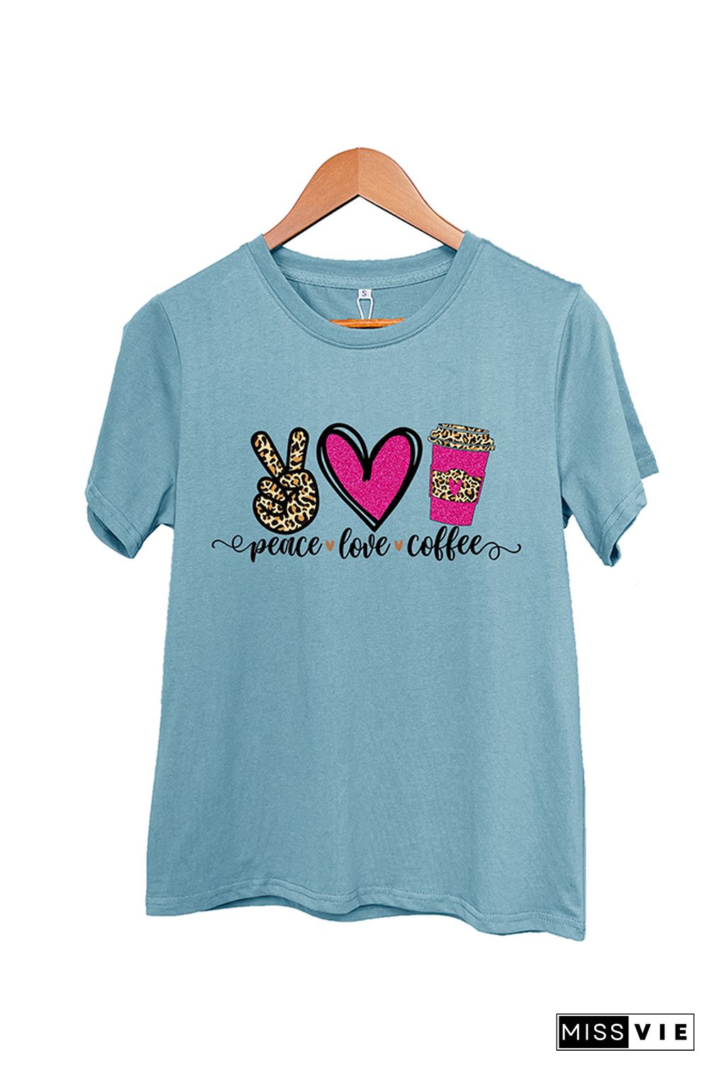 Peace Love Coffee Short Sleeve Graphic Tee Wholesale