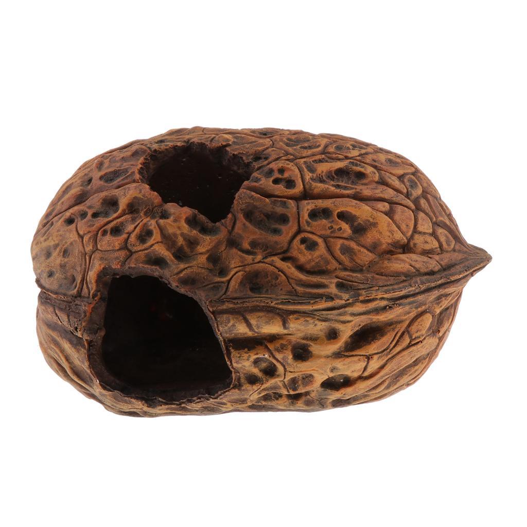 Reptile Walnut Shell Hide Cave， Habitat， Premium and Non - Resin