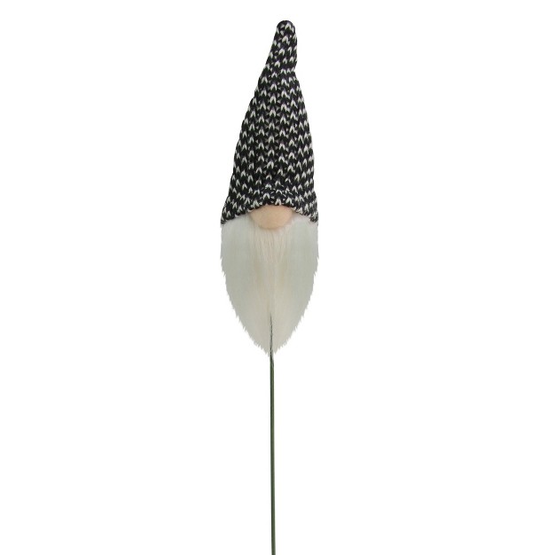 Black And White Tweed Santa Gnome Head Christmas Pick