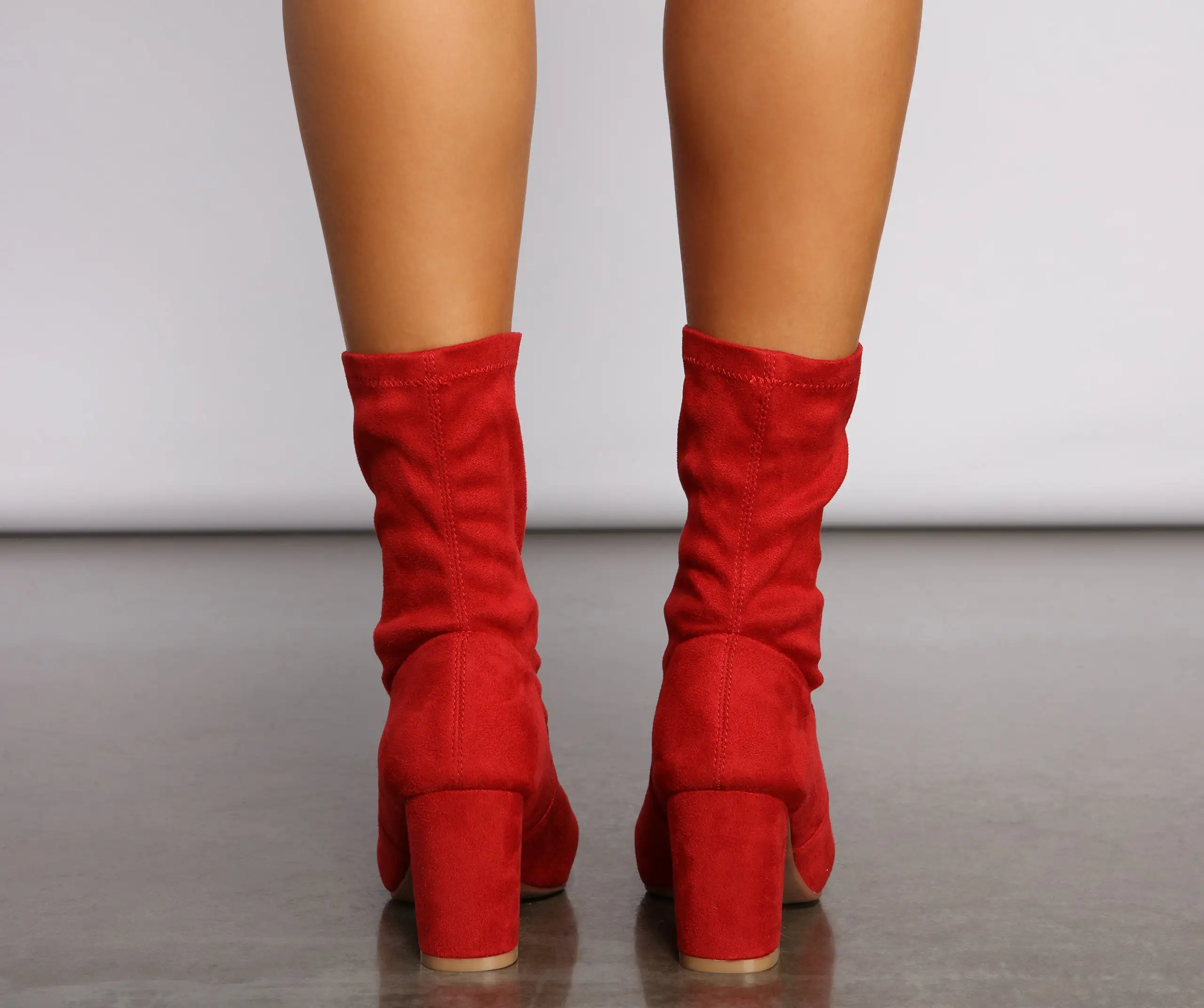 Faux Suede Pointed Toe Sock Booties
