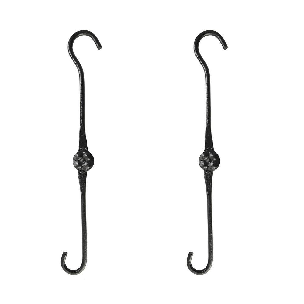 ACHLA DESIGNS 15 in. Tall Black Powder Coat Metal Double Ended Extender Hook Brackets (Set of 2) SSE-02-2