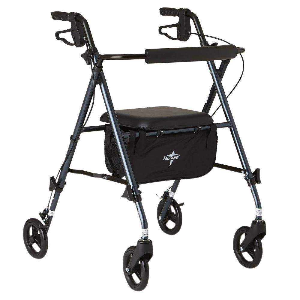 Medline Freedom Ultra-Light Folding 4-Wheel Rollator in Smokey Blue MDS86825SLB