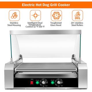 Costway 279 sq.in Silver Stainless steel 11 Roller Grill Cooker Machine Wcover CE EP19236