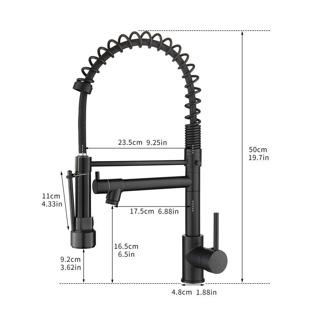 FLG Commercial Kitchen Sink Faucet with LED Light Single Handle Matte Black LED Kitchen Faucets with Pull Down Sprayer CC-0029-MB