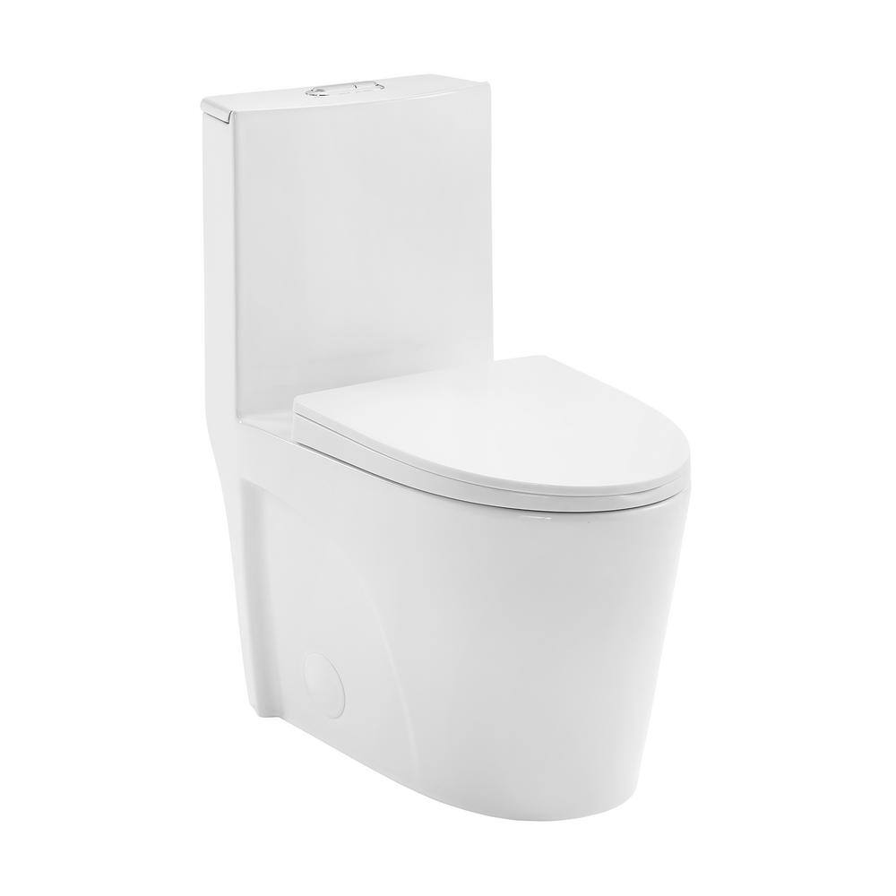 Swiss Madison St. Tropez 1-Piece 1.11.6 GPF Dual Flush Elongated Toilet in Glossy White Seat Included SM-1T254