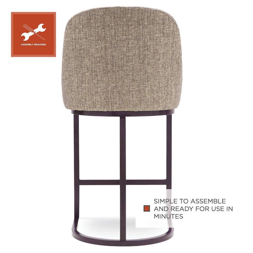 Leick Home Barrelback 39 in. Gray Linen Counter Stool with Espresso Metal Base (Set of 2) 10132ESGL