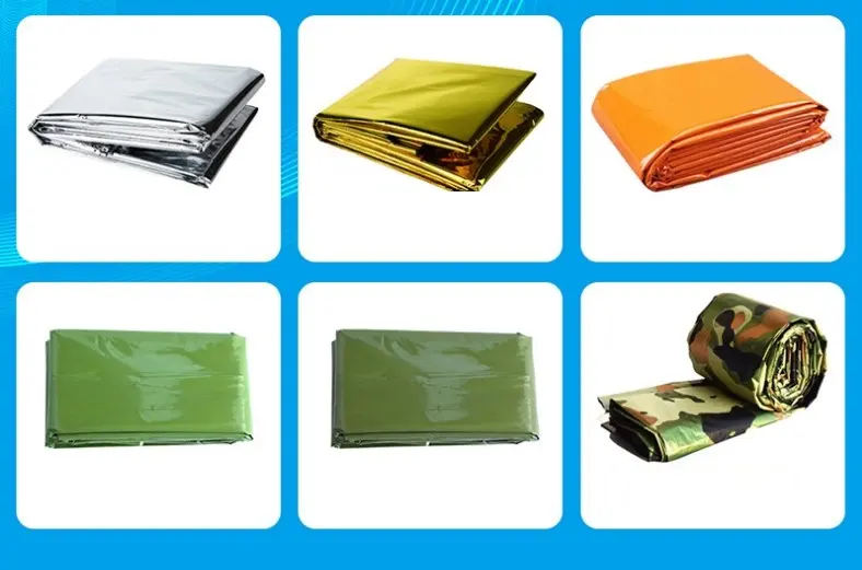 Hot Selling Emergency Blanket Outdoor Survival Rescue Kit Windproof Waterproof Foil Thermal Blanket for Camping Hiking