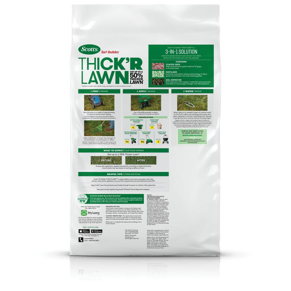 Scotts Turf Builder 40 lbs. 4000 sq. ft. THICK'R LAWN Grass Seed Fertilizer and Soil Improver for Bermudagrass 30178