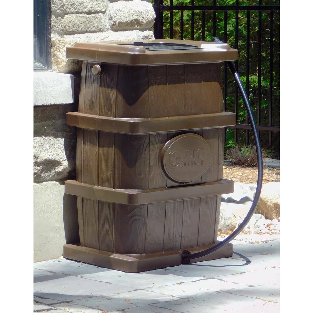 FCMP Outdoor 45 Gal. Woodgrain Rain Barrel in Brown WG4000-BRN