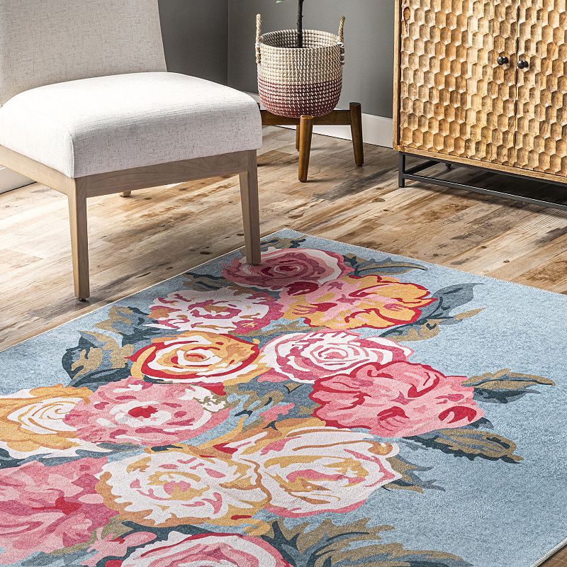 nuLOOM Lauryn Machine Washable Floral Area Rug