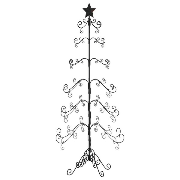 vidaXL Christmas Tree Modern Metal Ornament Tree Stand for Decoration Black