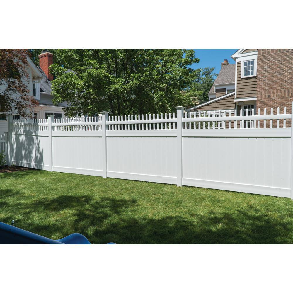 Barrette Outdoor Living Carson 6 ft. x 8 ft. White Vinyl Open Picket Top Fence Panel 73040126