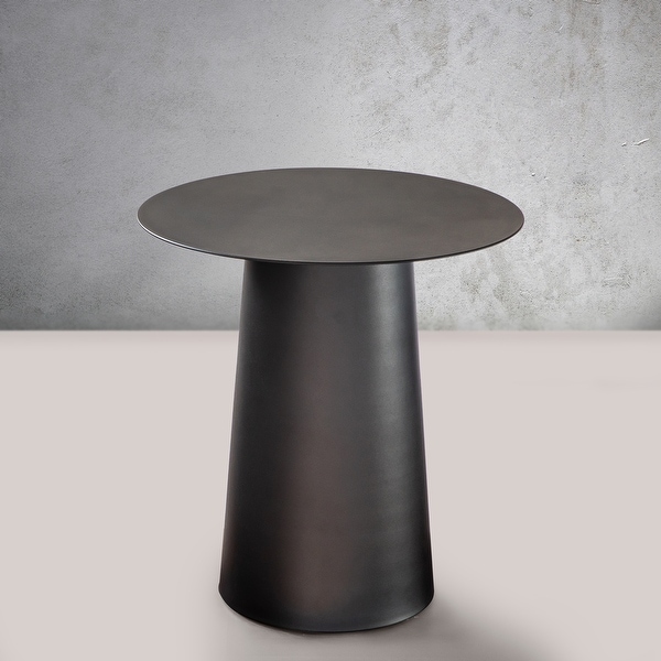 Modern and Elegant Matte Black Single Round Coffee Table with Sturdy Iron Base