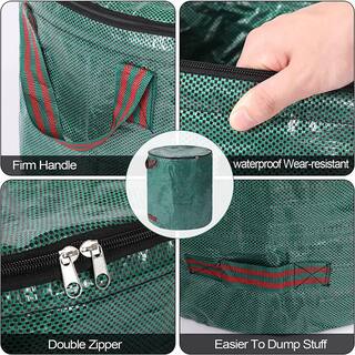 72 Gal. Leaf Bag Reusable Lawn and Leaf Garden Bag with Reinforced Handle Zip Cover (4-Pack Green) B09Q5SJPTS