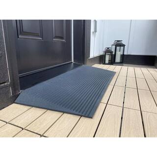 EZ-ACCESS TRANSITIONS 14 in. L x 40 in. W x 1.5 in. H Angled Entry Door Threshold Mat Grey Rubber TAEMGRY01 1.5