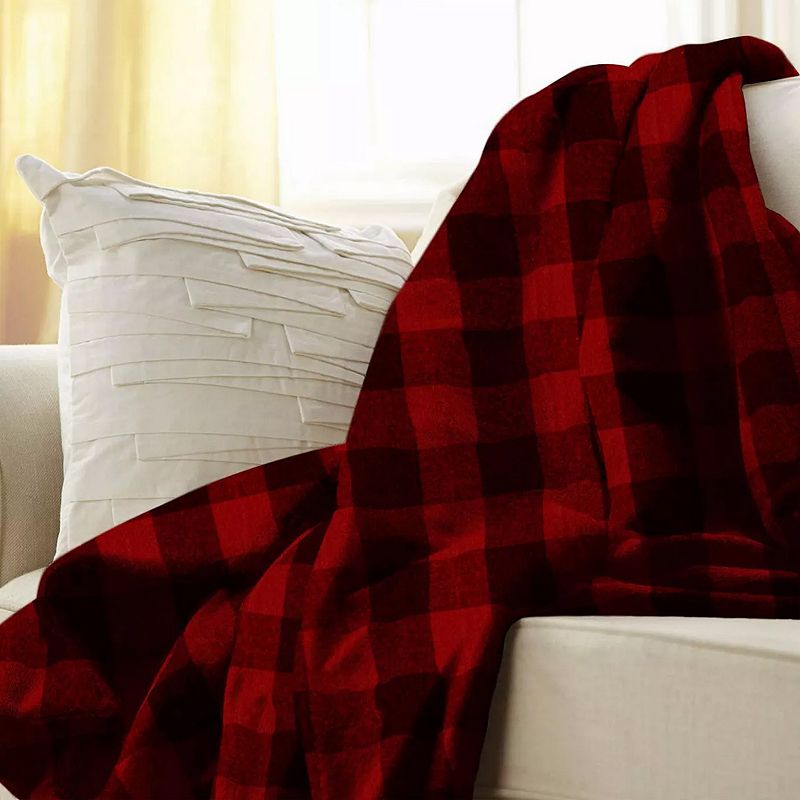 Sunbeam 50 Inch x 60 Inch Microplush Heated Throw in Red Plaid