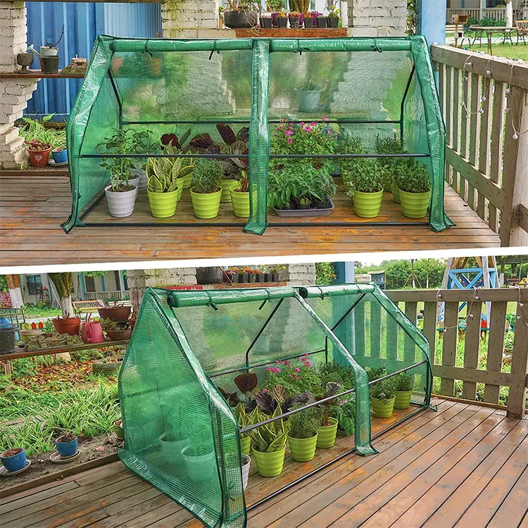 Portable House Shaped Mini Garde Greenhouse Zipper Openings Ground Stables Waterproof UV Protected Green House for Garden Set