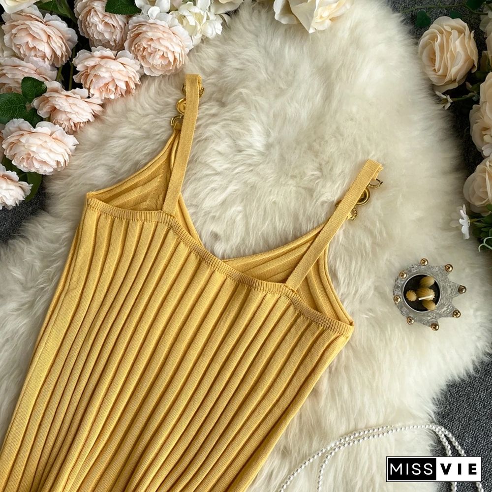 V-neck Halter Sexy Camisole Top Summer Women Sexy Off-Shoulder Solid Color Sleeveless Camis Women's Clothing Tanks Tops