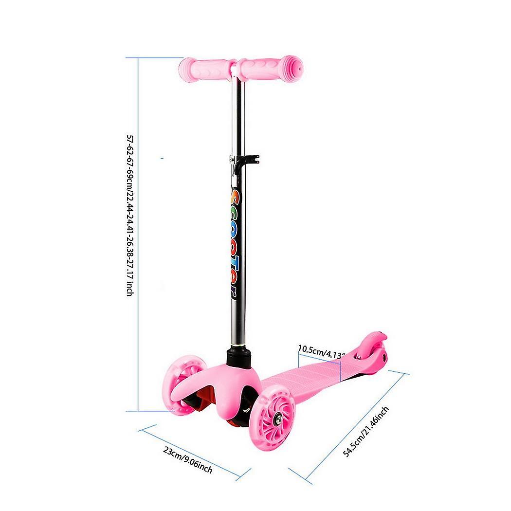 Kids Kick Scooter Stunt Scooters Kids 3-wheel 4 Levels Adjustable Height Scooter With Led Light Up Wheels