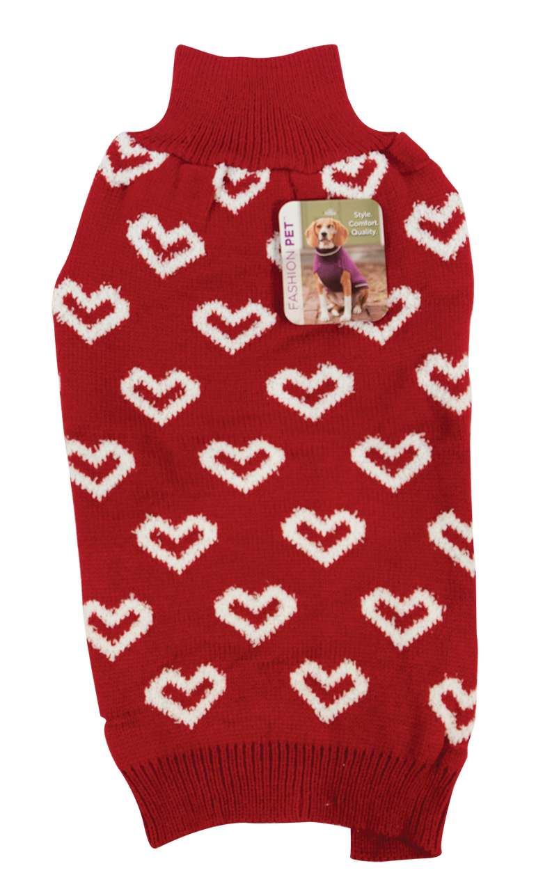 Ethical Pet Allover Hearts Red Dog Sweater