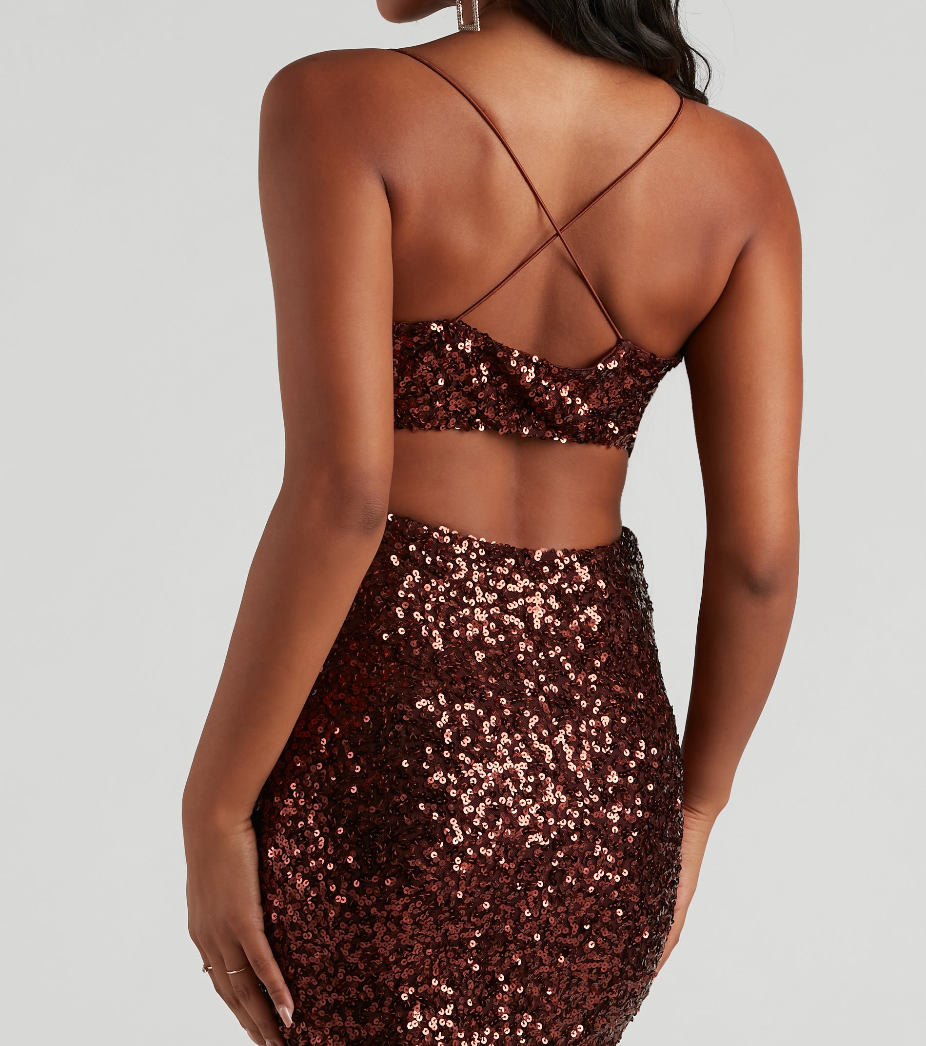 Allie Formal Sequin Open Back Dress