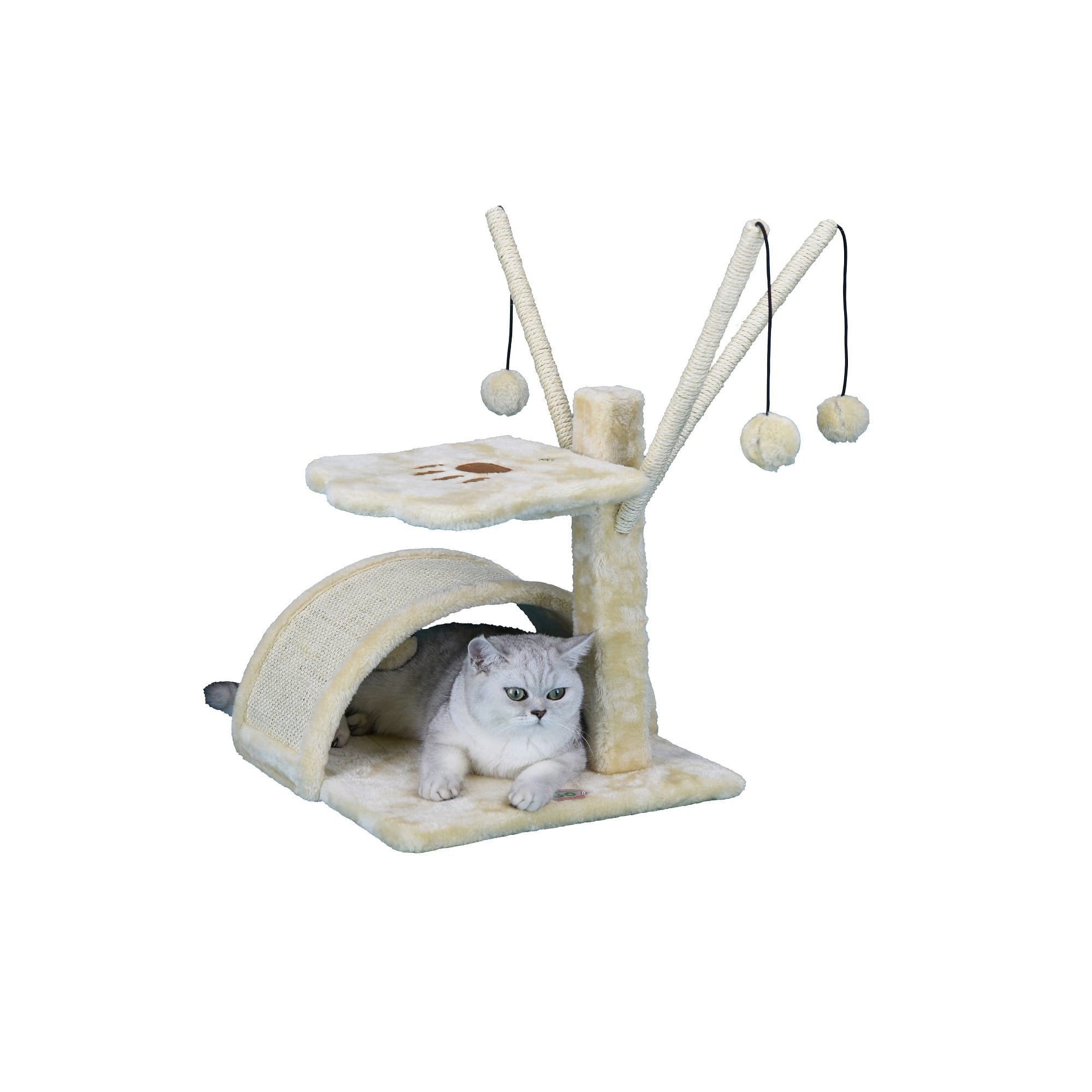 Go Pet Club Beige 22 Cat Tree with Scratching Board and Dangling Toys