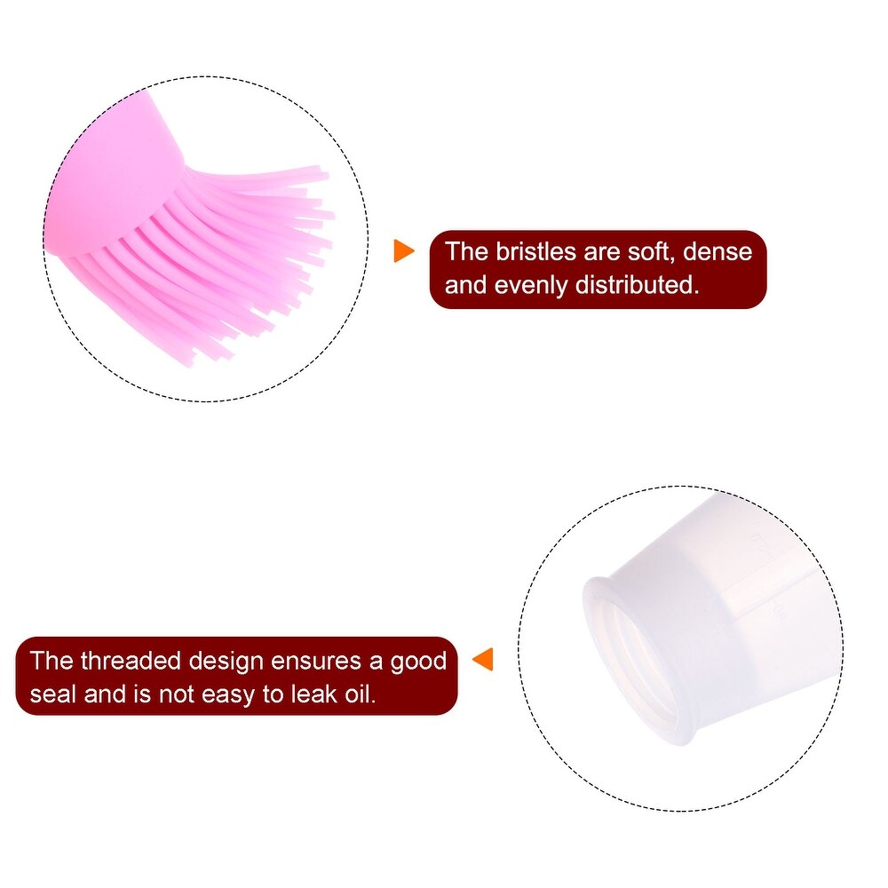 Silicone Pressing Bottle Oil Brush with Cap for Barbecue Cooking Baking  Pink