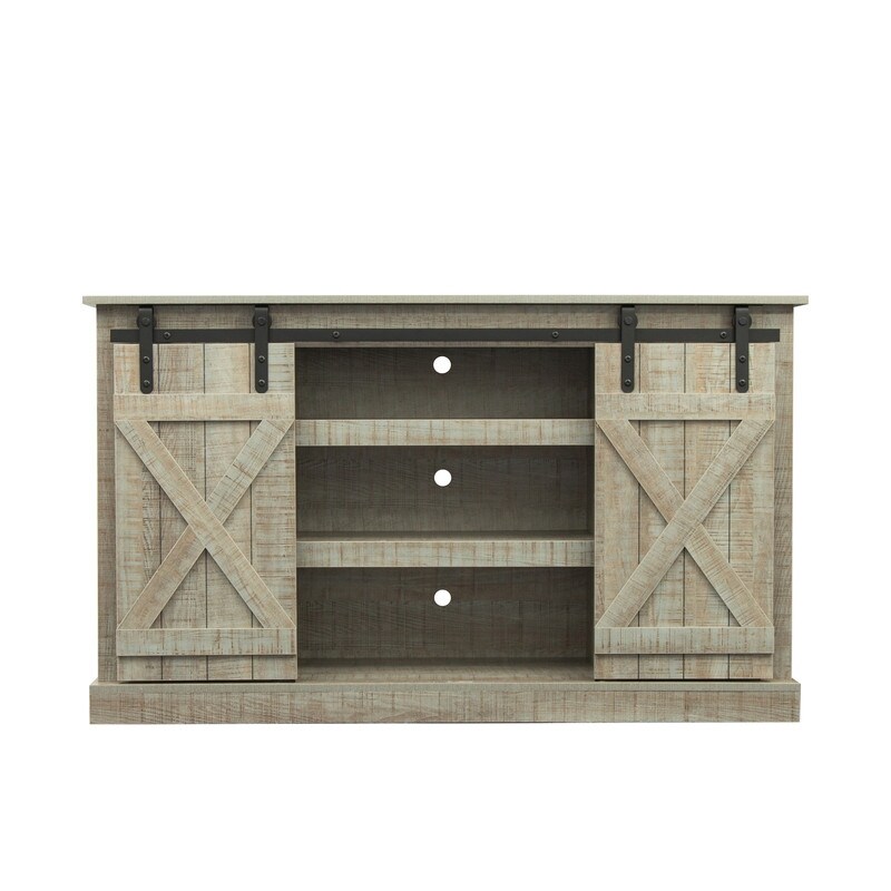 Wood Sliding Barn Door TV Stand Media Console Cabinet for 65 inch TV