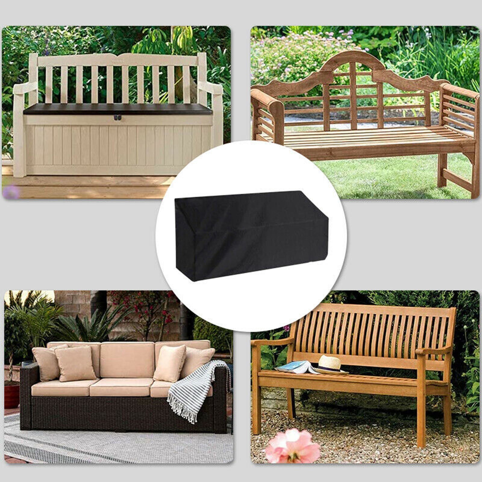 Bailey Black Waterproof Heavy Duty Garden Couch Outdoor 2/3/4 Seater Bench Seat Cover