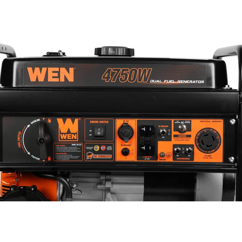 WEN 4750Watt 120Volt240Volt Dual Fuel Portable Generator with CO Shutdown Sensor