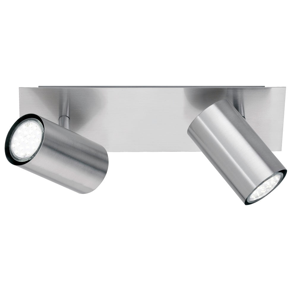 Britalia BR802400207 Satin Nickel Modern 2 Lamp Square Plate Bar Cylindrical Head Spot Light