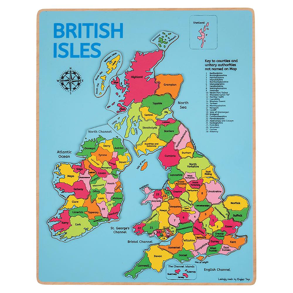 Bigjigs Toys Wooden Chunky British Isles Educational Geography Jigsaw Puzzle