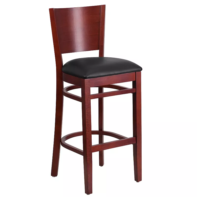 Flash Furniture Lacey Series Solid-Back Wood Restaurant Bar Stool