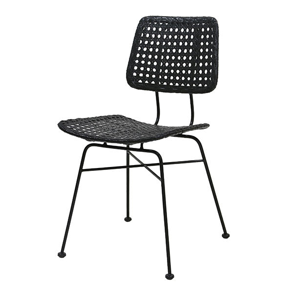 Rattan desk chair - black