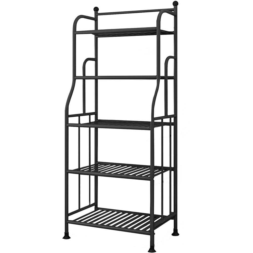 Indoor Outdoor Black Metal Plant Shelf， Garden Balcony Living Room Kitchen Bathroom Multiple Shoe Storage Rack (5-Tiers) B098LCTD99