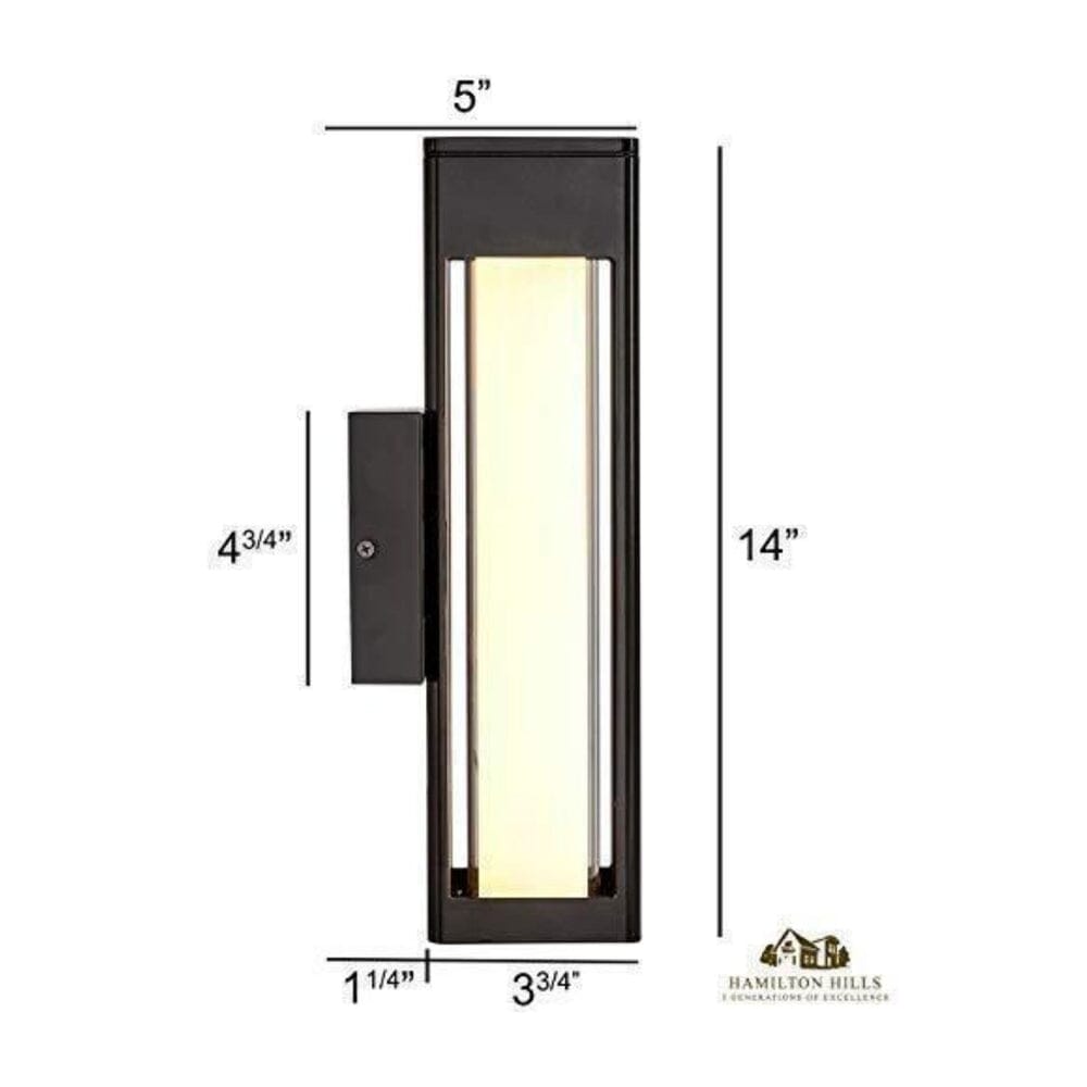 Outdoor LED Light Tube Black Wall Sconce 14