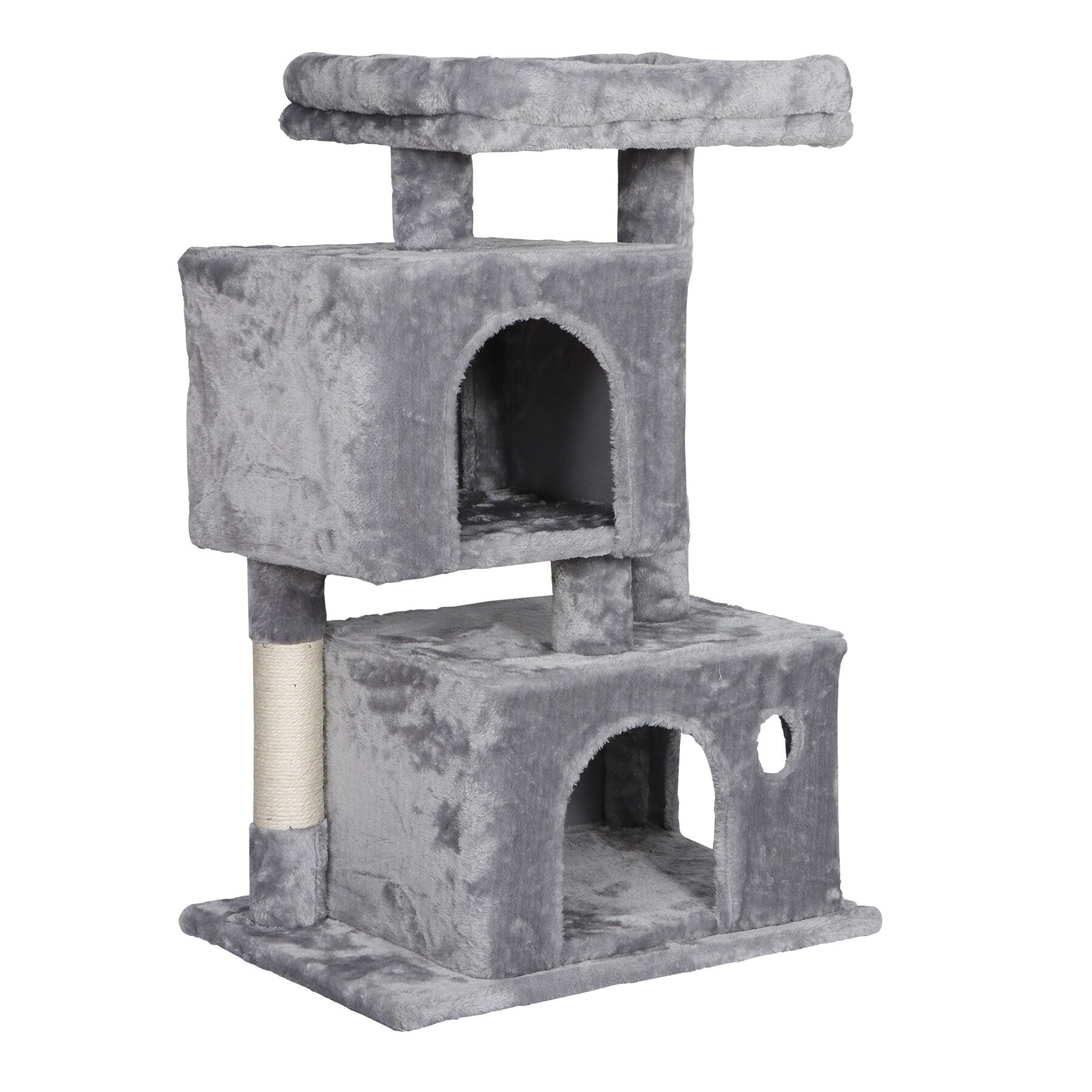 HomGarden 33.9''H Cat Tree Cat Tower for Small Medium Cats W/ Scratching Posts and Perch， Gray