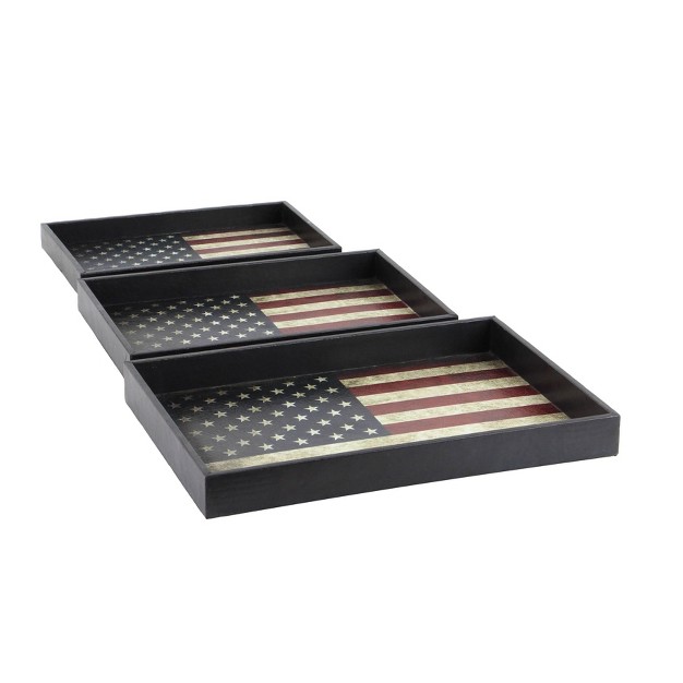 Rustic Elegance American Flag Tray Set Red white blue 3pk Olivia amp May